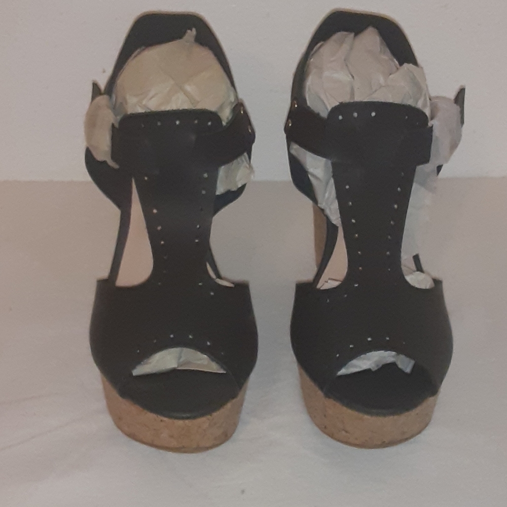 Black PU Christy-21 wedges